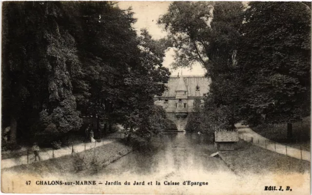 CPA CHALONS-sur-MARNE Jardin du Jard et la Caisse d'Epargne (490923)