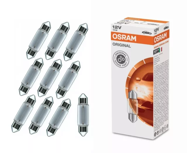10X LAMPADA OSRAM C10W 36 mm Soffitte 12 V 10 W illuminazione targa interni  EUR 14,99 - PicClick IT
