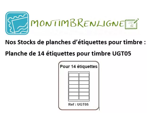 étiquette adhésive pour timbre en ligne planche de 14 Étiquettes 99,1 x 38,1 mm 2