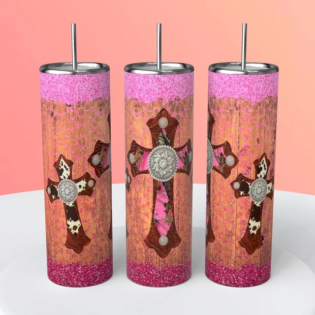 Western style pink 20oz stainless steel tumbler
