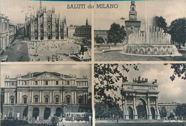 Cartolina Paesaggistica Lombardia Milano Saluti Viaggiata Anno 1955