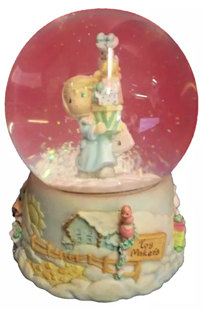 2001 Precious Moments Enesco Musical Snowglobe Waterball Glitter Jingle Bells