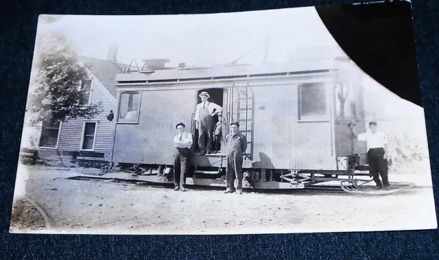 RPPC - Railroad Train Car & Workers Vintage Industrial Transportation Postcard