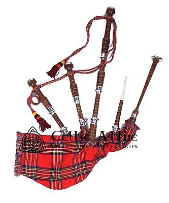 Scottish Rosewood Highlander Bagpipe Various Tartan with Chanter,Tutor Book &Bag