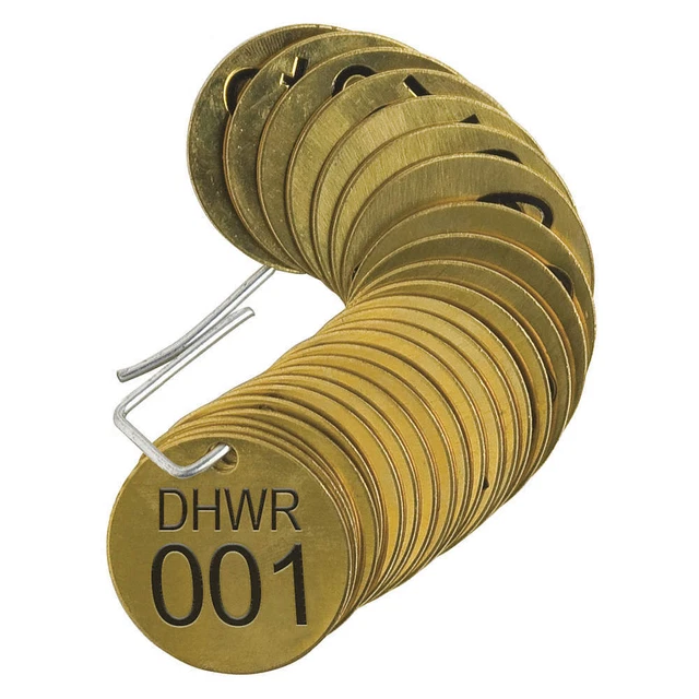 BRADY 87311 Numbered Tag,Brass,1 1/2in W,PK25