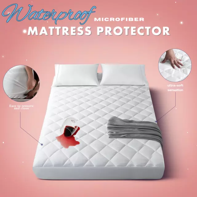 Quilted Waterproof Matress Mattress Protector Extra Deep Fitted Bed Topper Cover