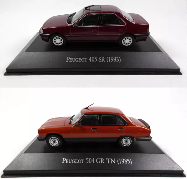 Lot de 2 Peugeot 405 SR + 504 GR 1/43 Voiture Miniature Diecast Model Car LAQV1