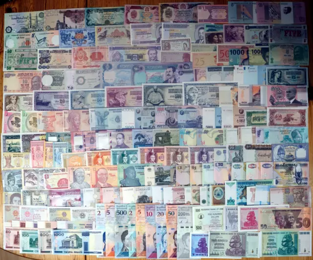 150 verschiedene BANKNOTEN ALLE WELT - SAMMLUNG, MIT ZIMBABWE Million, Billion