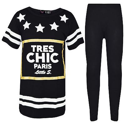 Kids Girls Baseball Tops Designer Tres Chic Paris TShirt Top Legging Set 7-13 Yr