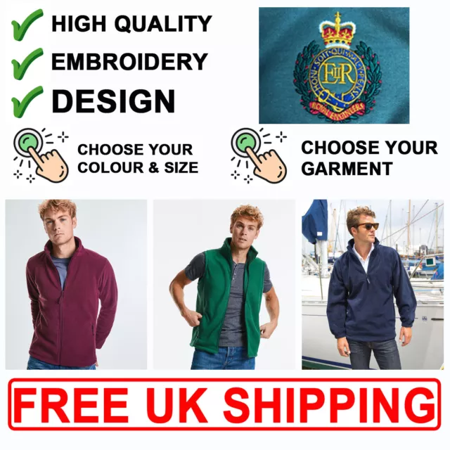 Embroidered Royal Engineers RE sapper Fleece full zip/Gilet /1/4 Zipped Jacket