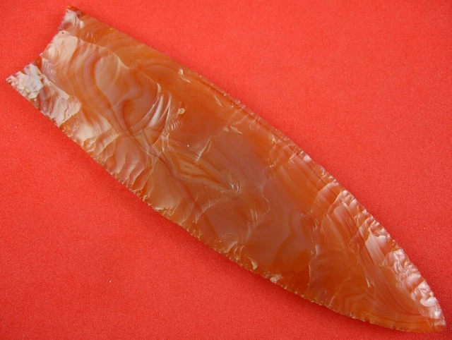 Indian Artifact 5 3/4 inch Semi Tans Arkansas Agate Clovis Point Arrowheads