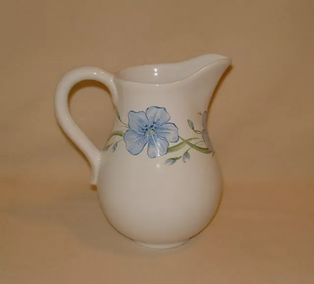 Water Pitcher, White W/ Blue Tropical Flower Design, 6 Cup, RB Bernarda Portugal
