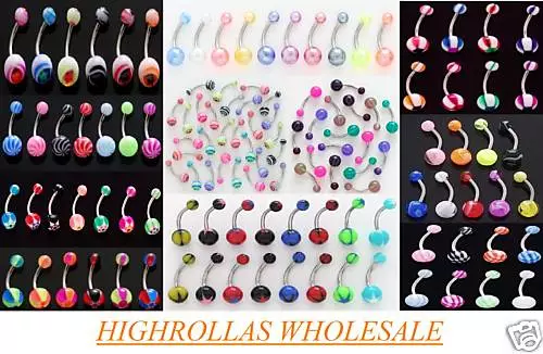 1000 WHOLESALE Assorted Belly Naval Rings Body Jewelry Piercing Lot USA