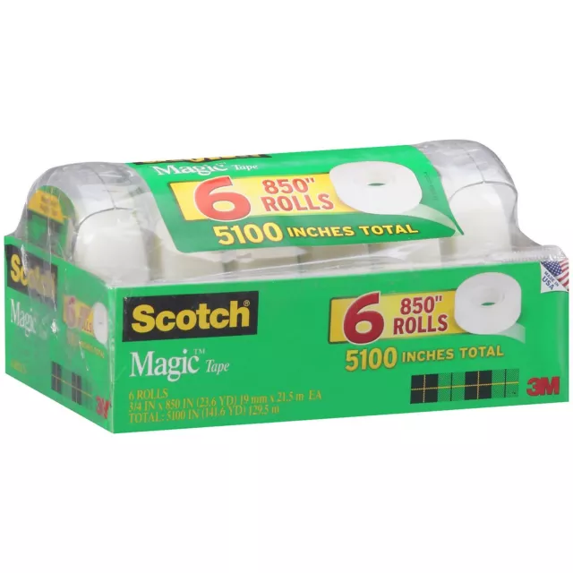 Scotch - Magic Tape, 3/4" x 850" - 6 Rolls in Refillable Dispensers