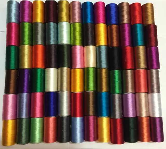 75 x Large Art Silk Rayon 100% Sewing Embroidery Threads Vibrent Solid Colours