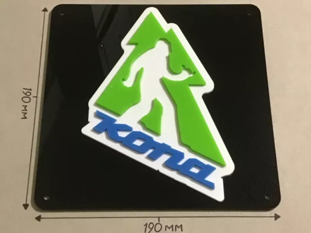 KONA Bikes, KONA Classic Squatch Acrylic Sign, Black background, 190 X 190mm.