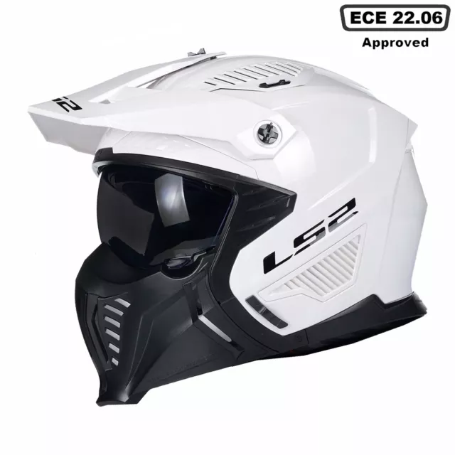 Open Face Drifter Weiss Of606 Ls2 Modularer Motorradhelm + Kostenloses Dunkles Visier