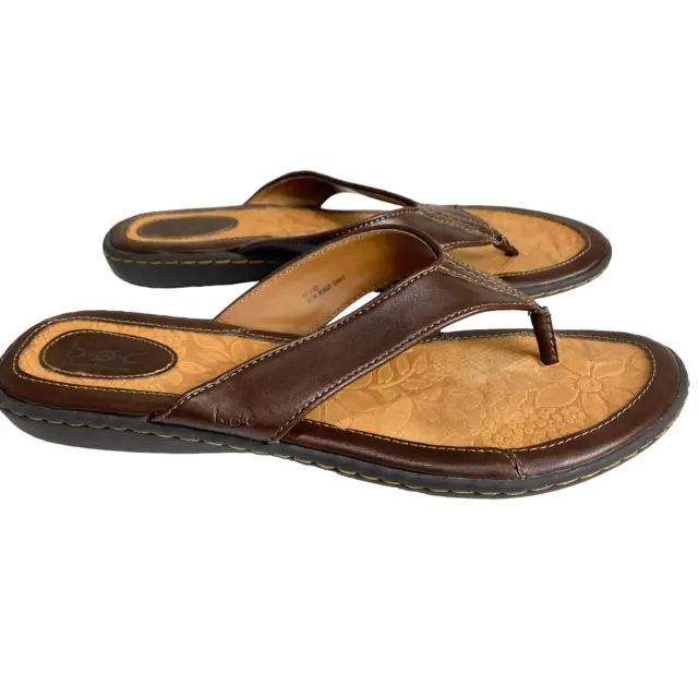 B.O.C. By Born Concept Flip Flop Sandals Brown Faux Leather Womens Size 10