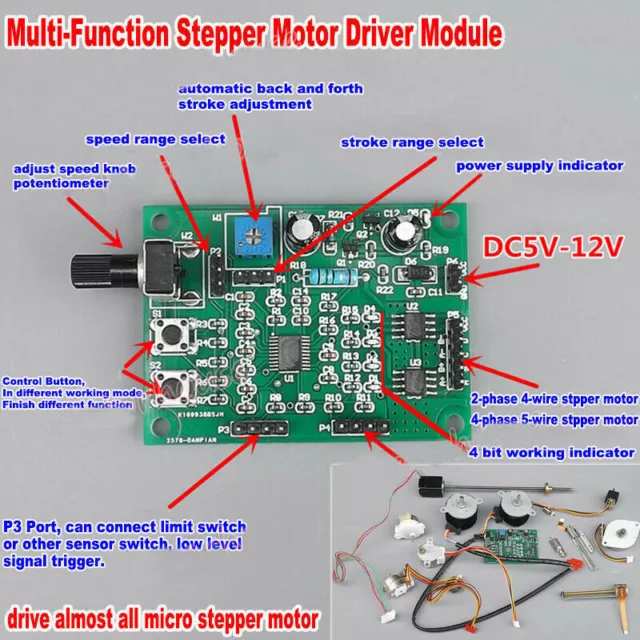 2-PHASE & 4-phasiger 5-Draht-Schrittmotor DC 5-12V Driver Board Speed Controller