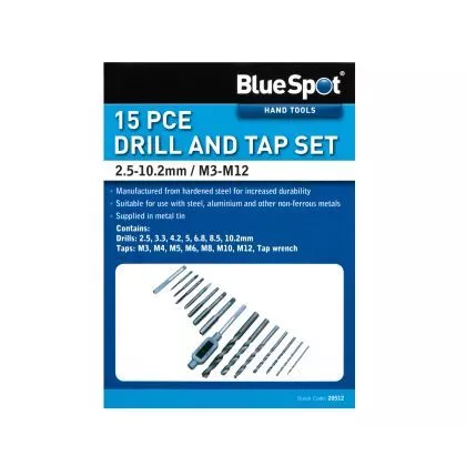 BSP20512 Blue Spot Tools 15 PCE Drill and Tap Set (M3-M12) (2.5-10.2mm)