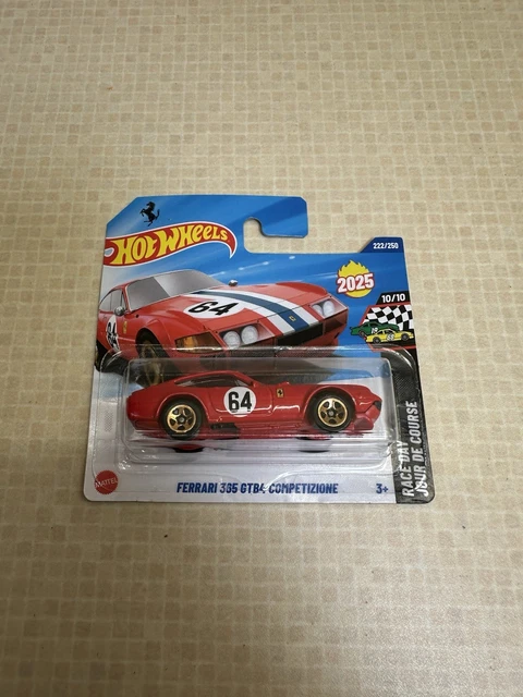 Hot Wheels 2025 Ferrari 365 GTB4 Competizione - Échelle 1:64 - Jaune - Avec étui - Neuf