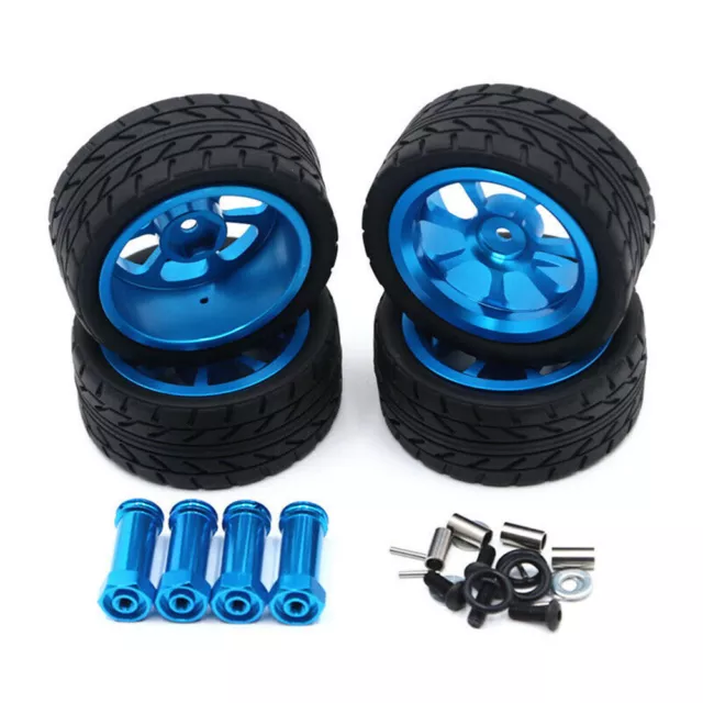 4* Metal Wheels Rim Hubs+Rubber Tires For Wltoys 144001 1/14 1/18 RC Car Parts