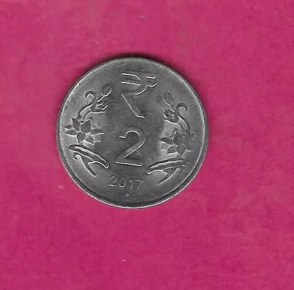 India Indian Km395 2017 N Unc-Uncirculated Mint Large Modern 2 Rupees Coin