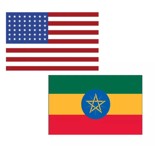 3'x5' Polyester USA & Ethiopia  Flag Set; One Flag for Each Country