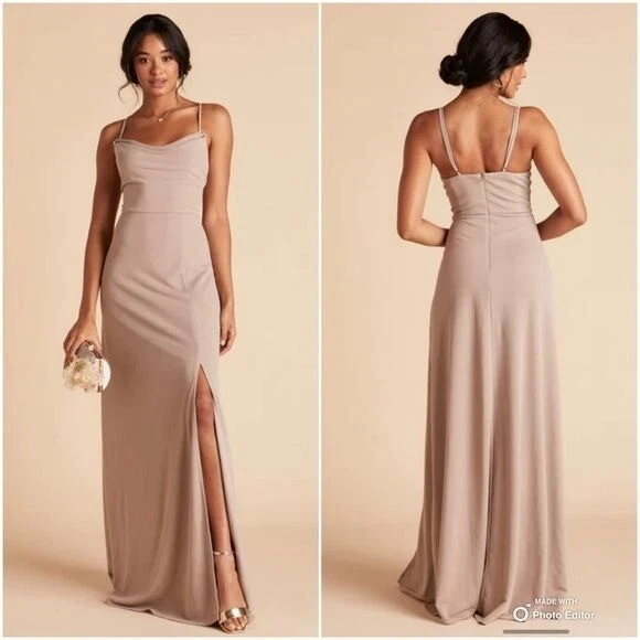 Birdy Grey Crepe Taupe Ash Formal Bridesmaid Dress Size Medium NWOT