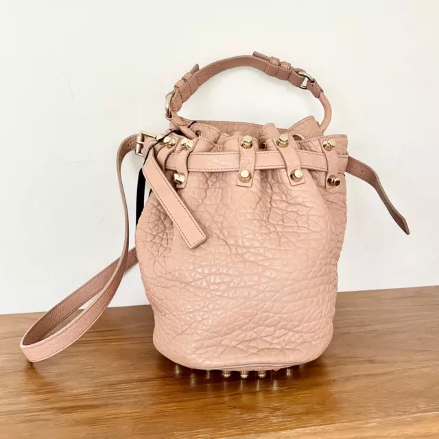 Alexander Wang Leather Studded Diego Bucket Bag Pink Women's One Size