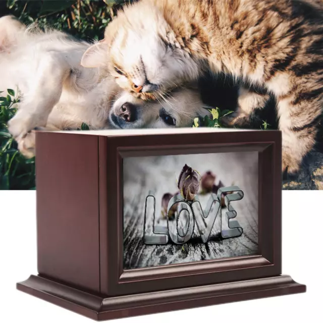 Wooden Pets Ashes Cremation Urn Ashes Keepsake Photo Frame Cinerary Casket for