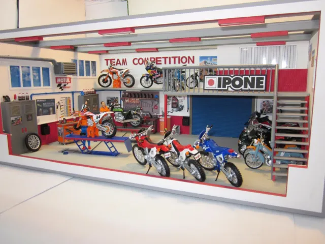 DIORAMA ARTISANAL POUR motos miniatures 1/18  le Garage Motos  avec  éclairage EUR 240,00 - PicClick FR