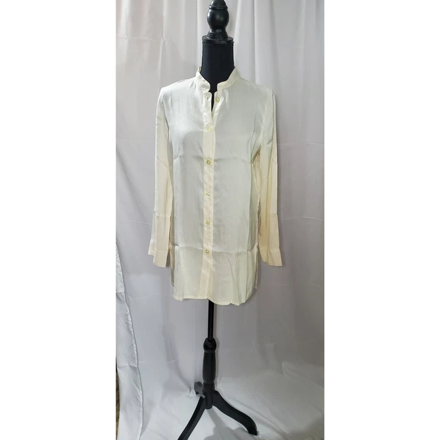 Vintage Kiko Bay Beige Blouse Top 100% Silk Size M # 321 new