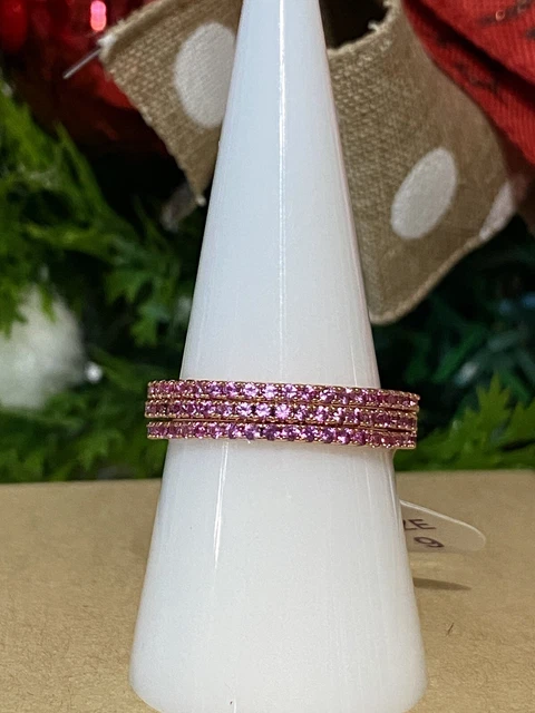 Bomb Party RBP4922 “Farmhouse Unicorn” Rose Corundum Ring Stack Size 9 Rose Gold