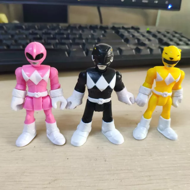 Lotto di 3 pz Imaginext Power Rangers rosa giallo nero ranger 3 colori 2