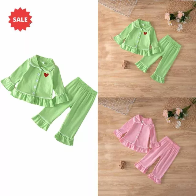 Kid Summer Soft Silky Satin Pajamas Set Sleepwear Long Sleeve Nightwear Pyjamas