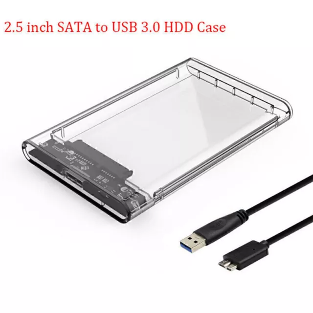 2.5" Transparent USB 3.0 to SATA SSD HDD Hard Drive Disk External Case En*S LOVE