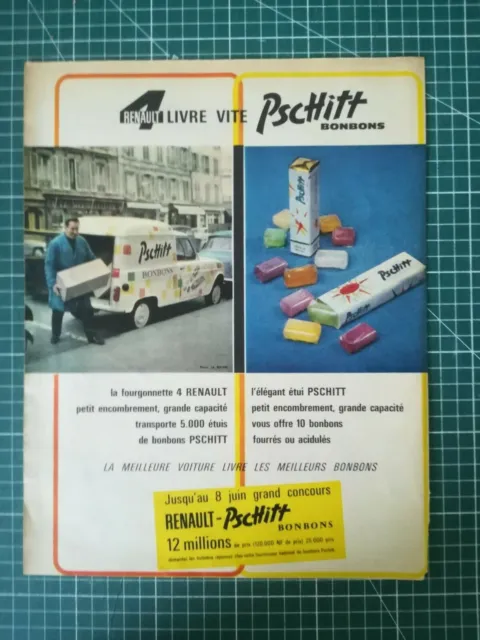 569 PUBLICITE ANCIENNE 1960 Renault 4L livre bonbons Pschitt - photo Calypso