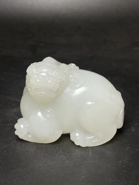 Chinese Exquisite Handmade Brave Troops carving Hetian Jade Statue