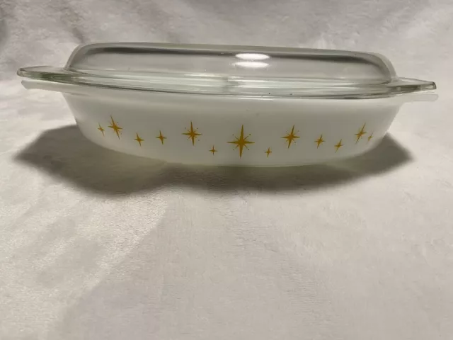 Vintage 1959 Pyrex Promotional Constellation Starburst divided dish 1.5 qt