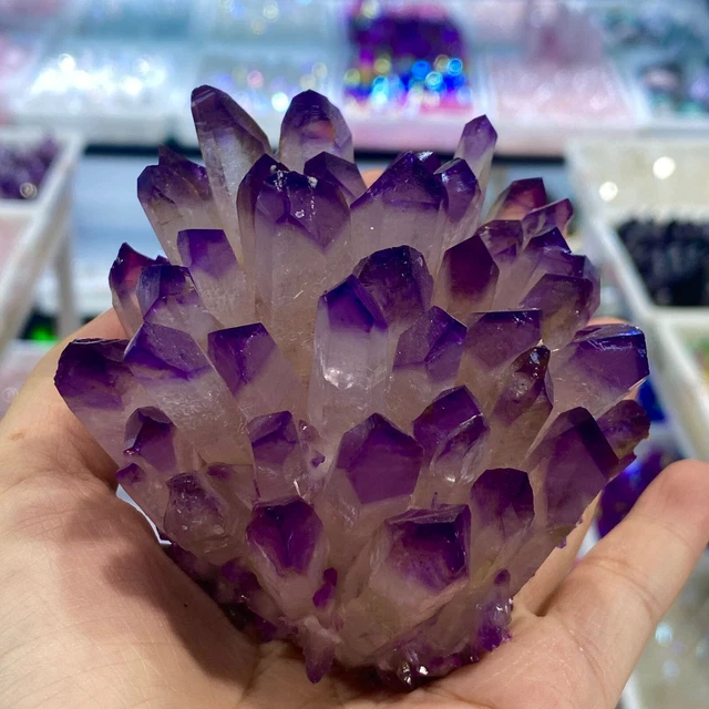 400g+ New Find Purple Phantom Quartz Crystal Cluster Mineral Specimen 3