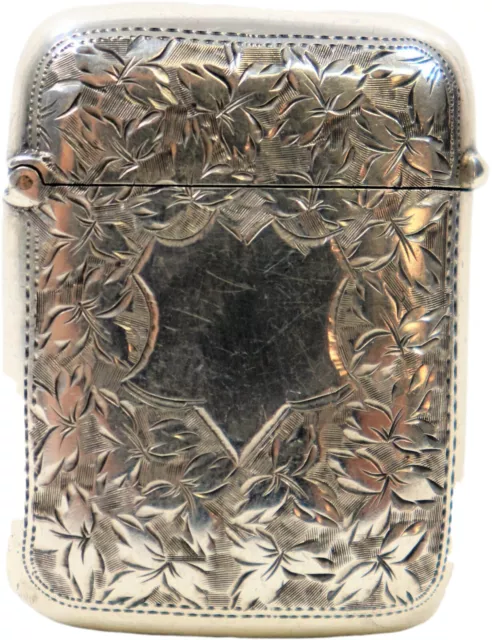 Antique Sterling Silver Repousse Ribbed Match Safe Vesta, 1800's