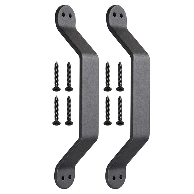 2pc 9" Barn Handle Cast Iron Pull Gate Shed Cabinet for Sliding Door Matte Black