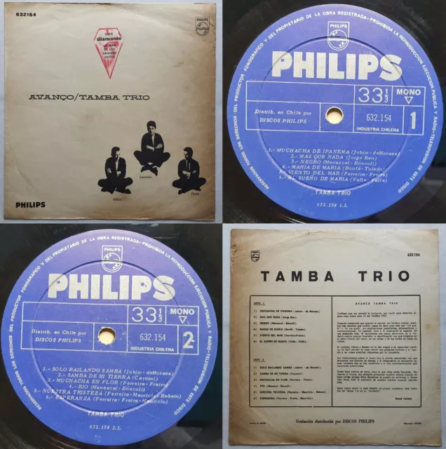 Tamba Trio Jobim De Moares Avanco 196? Mono Uniq Cvr Latin Jazz Bossa Chilean Pr