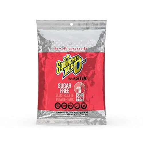Sqwincher Zero Qwik Stik Sugar Free Fruit Punch .11 0z Pack of 50