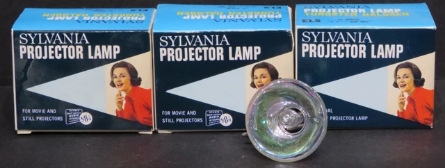 Sylvania 3 Movie/Still Projector Lamps ELS Quartz Tru-Beam 50 W Tungsten Halogen
