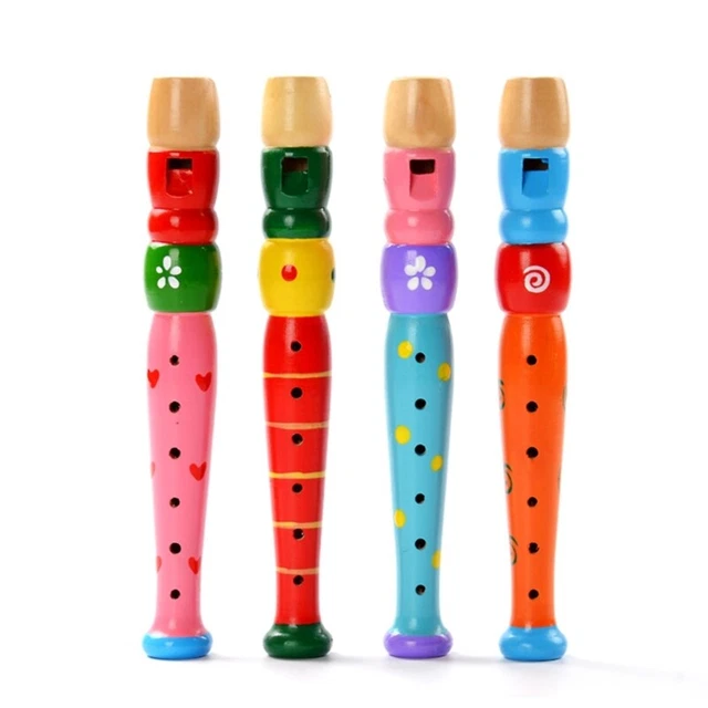 Color Wooden Flute Musical Instrument Early Learning Educational Music Sound Toy