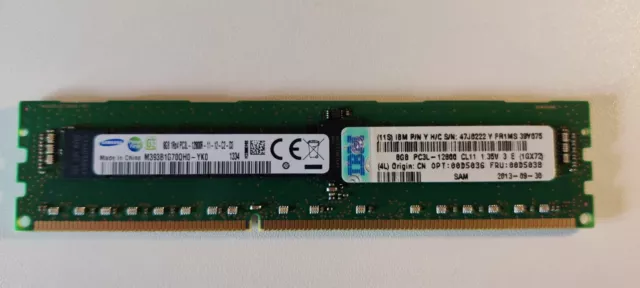 Samsung M393B1G70QH0-YK0 8GB PC3L-12800R 1RX4 DDR3 Memory Dimm Registered ECC