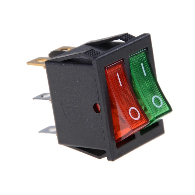 RED GREEN LIGHT 6Pins Double SPST On/Off Boat Switch 16A 250V AC 20A ...