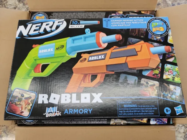 NERF Roblox Jailbreak Armory 2 Blasters w/ Hammer Action Priming, 10 Darts,  8+